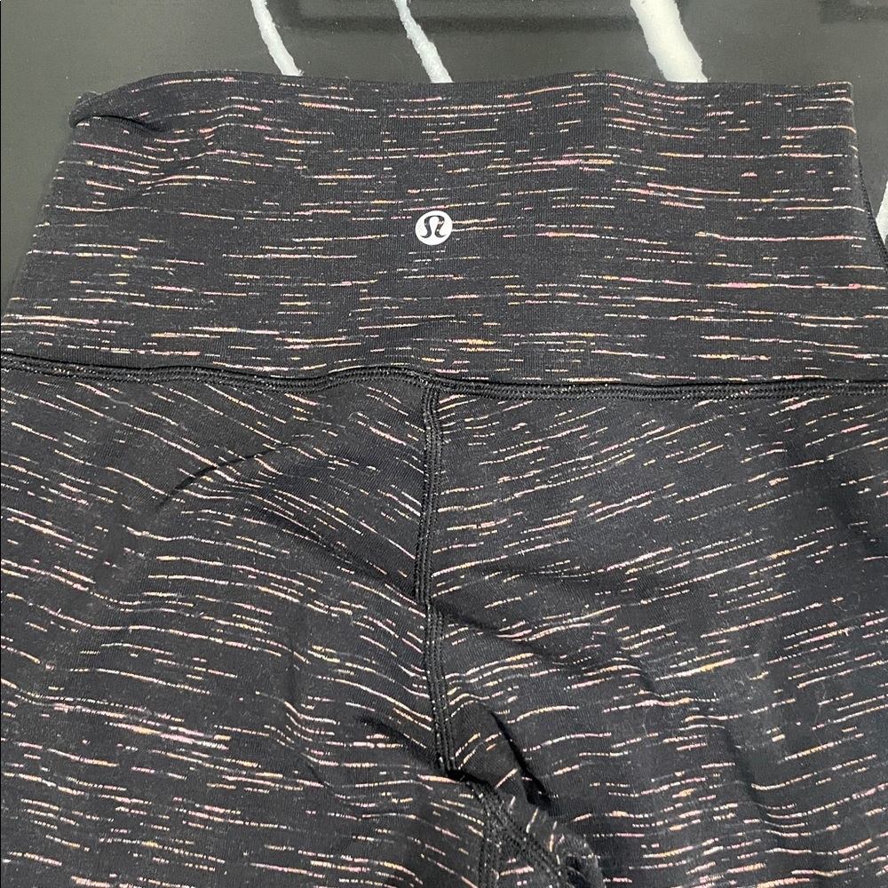 Lululemon Black Leggings with Multicolor Stripes